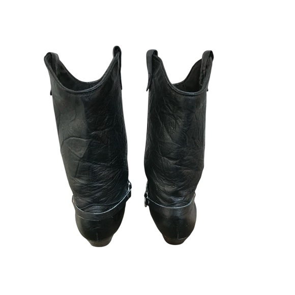 Vintage Black Leather #3734 Womens Western Cowboy Boots with ankle charm. SZ.8M - Picture 5 of 8